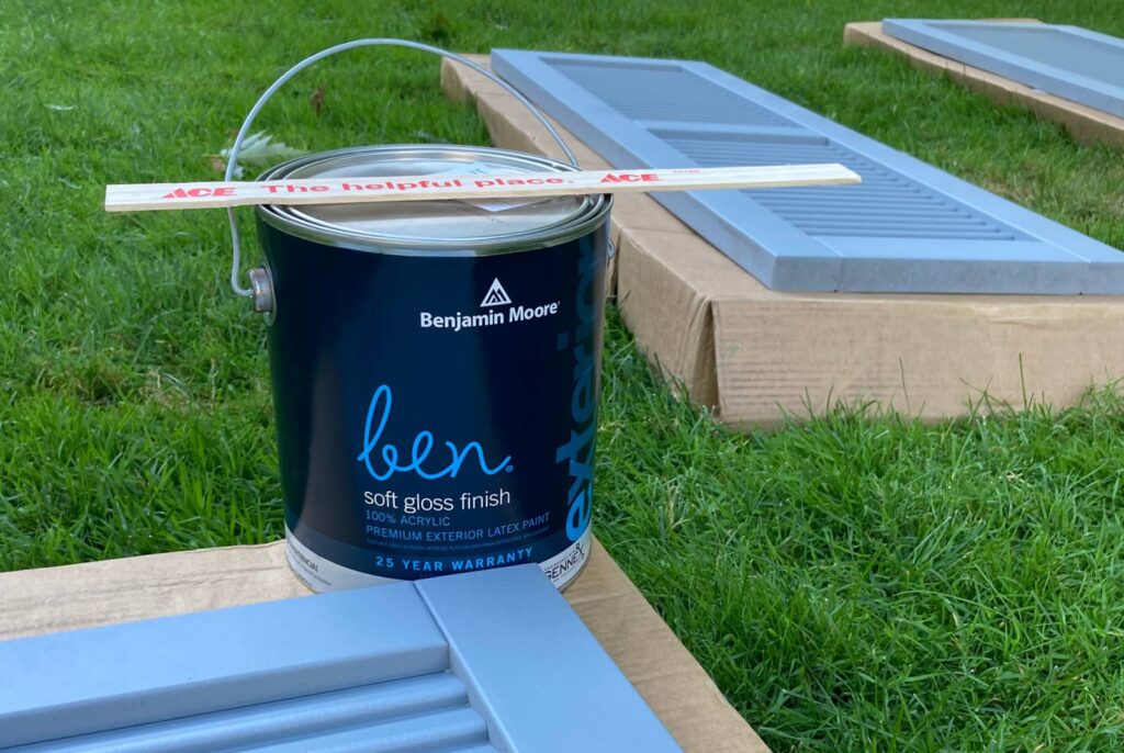 Blue shutters being repaired 